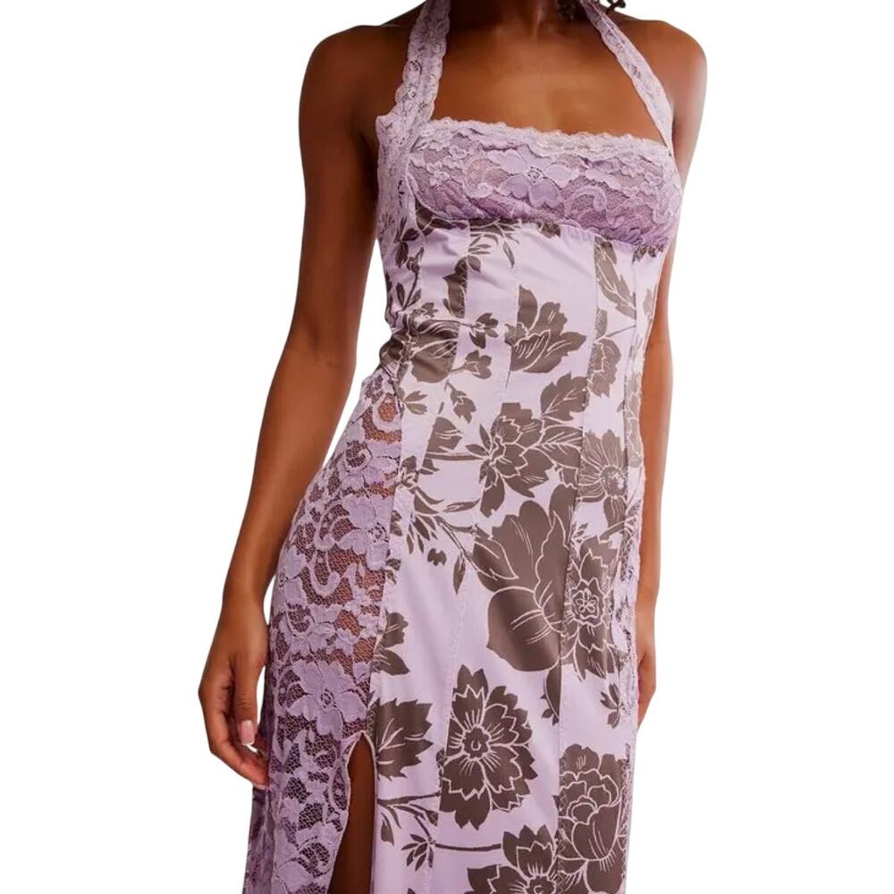 Y2K inspired boho retro Free People Love You Most Lace Halter Maxi Dress size M - Picture 5 of 16